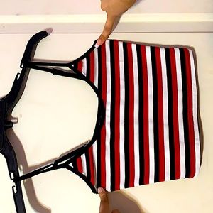 Black,white, and red crop top